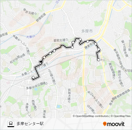 多摩市ミニバス 南北線（愛宕ルート） Bus Line Map