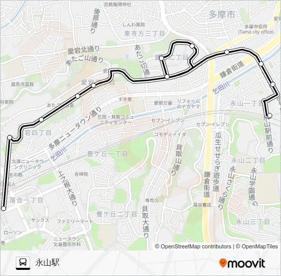 Tama City Mini Bus North-South Line (Atago Route) Bus Line Map