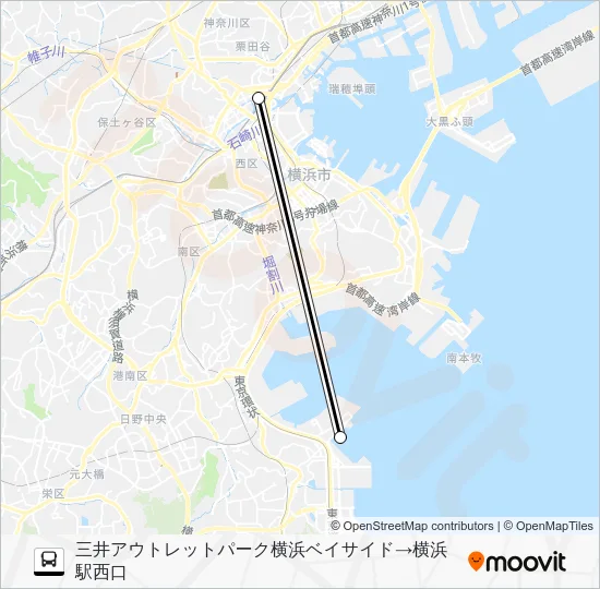 Mitsui Outlet Park Yokohama - Yokohama Station West Exit Bus Line Map