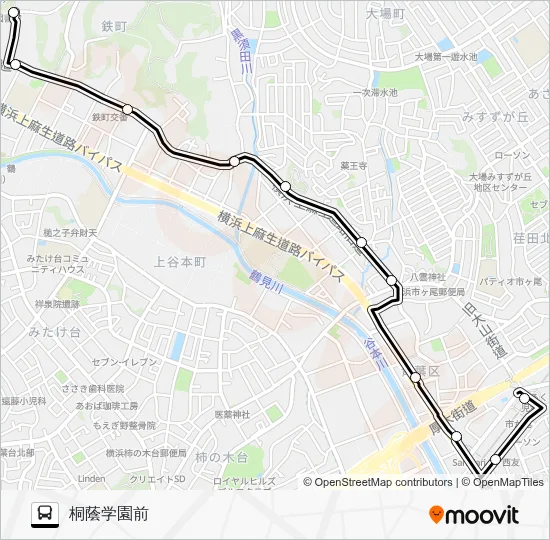 直行ルート:スケジュール、停車地、地図-桐蔭学園前 (アップデート済み)