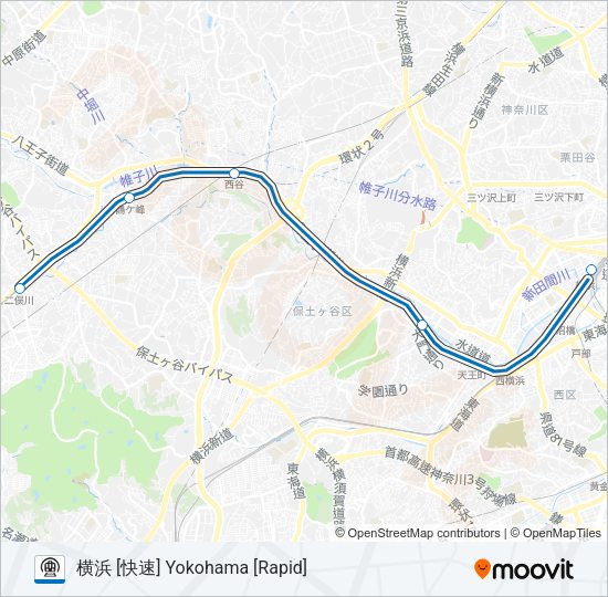 相鉄本線 SOTETSU MAIN LINE Metro Line Map