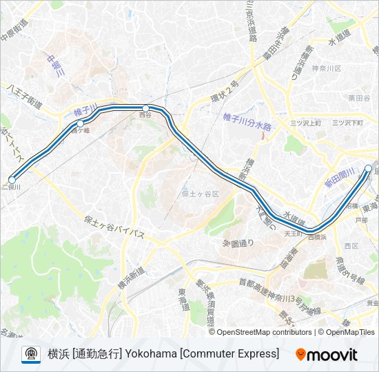 相鉄本線 SOTETSU MAIN LINE Metro Line Map