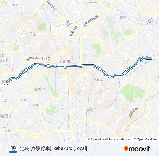 相鉄本線 SOTETSU MAIN LINE metro Line Map