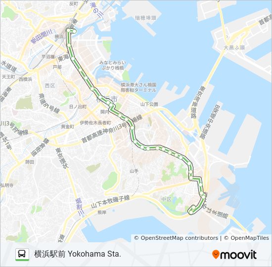 105系統ルート スケジュール 停車地 地図 横浜駅前 Yokohama Sta