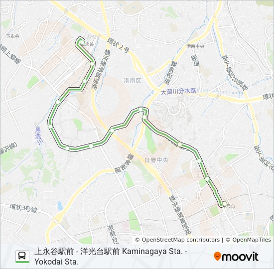 112系統路線 時刻表 站點和地圖 上永谷駅前kaminagaya Sta