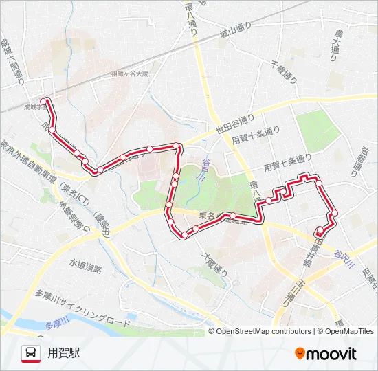 成城学園前駅-用賀駅  Line Map