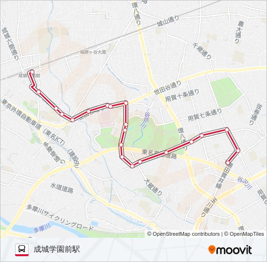 用賀駅-成城学園前駅 バスの路線図