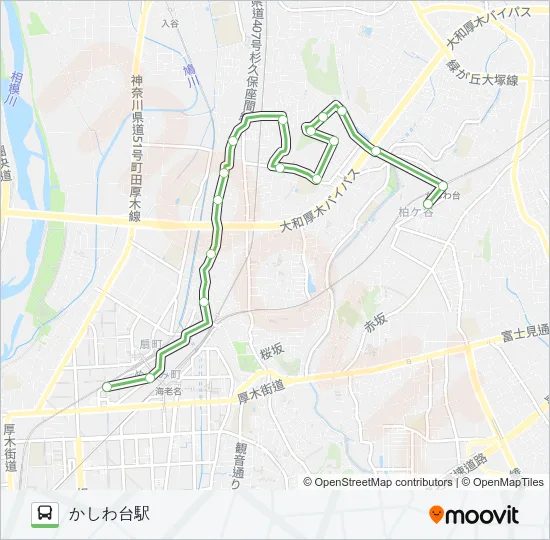 ▽海老名駅西口~上今泉~かしわ台駅  Line Map