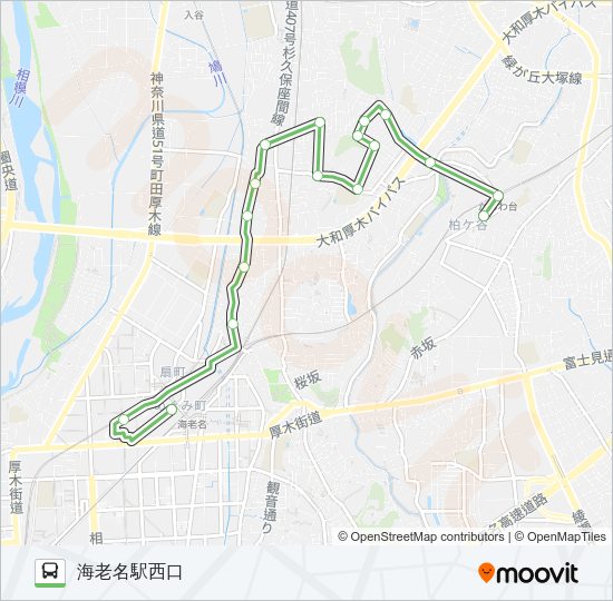 ▽海老名駅西口~上今泉~かしわ台駅  Line Map