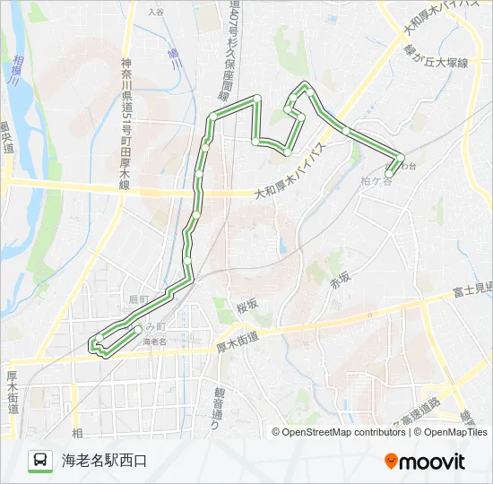 ▽海老名駅西口~上今泉~かしわ台駅  Line Map