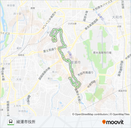 ○綾瀬市役所~かしわ台駅前~綾瀬市役所  Line Map