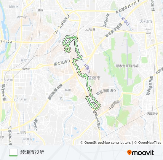 ○綾瀬市役所~かしわ台駅前~綾瀬市役所 bus Line Map