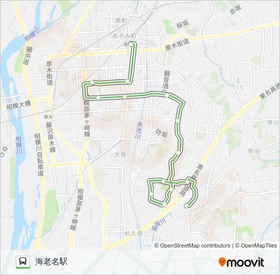 ◆EXPASA海老名下り~大谷~海老名駅 の路線図