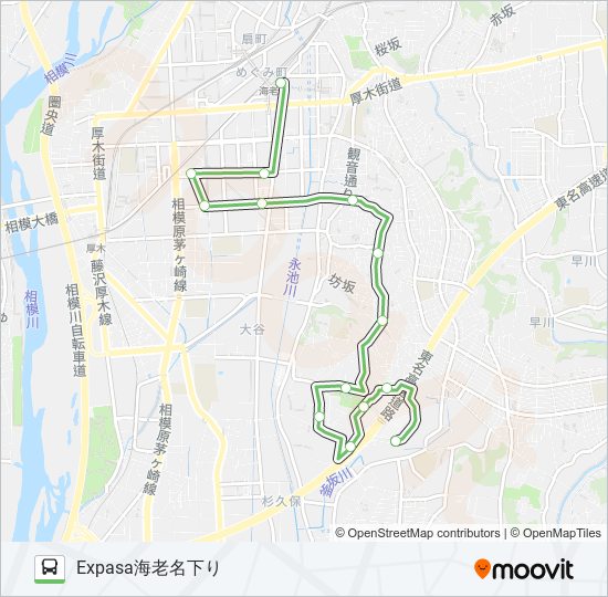 ◆EXPASA海老名下り~大谷~海老名駅 bus Line Map