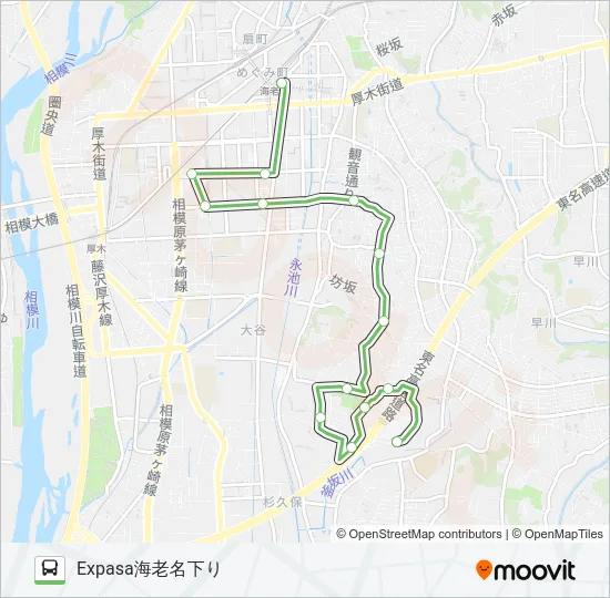 ◆EXPASA海老名下り~大谷~海老名駅 の路線図