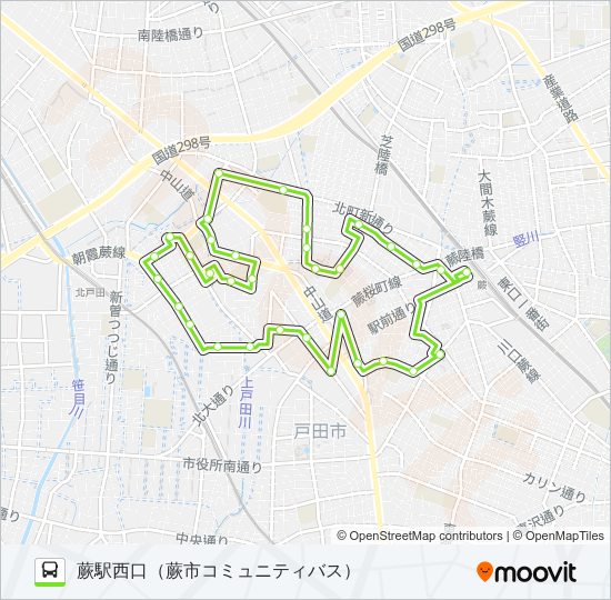 蕨市02A バスの路線図