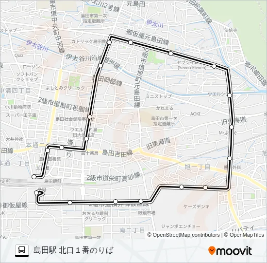 島田駅東線 バスの路線図