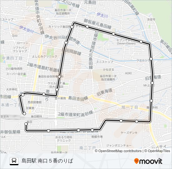 島田駅東線 Bus Line Map