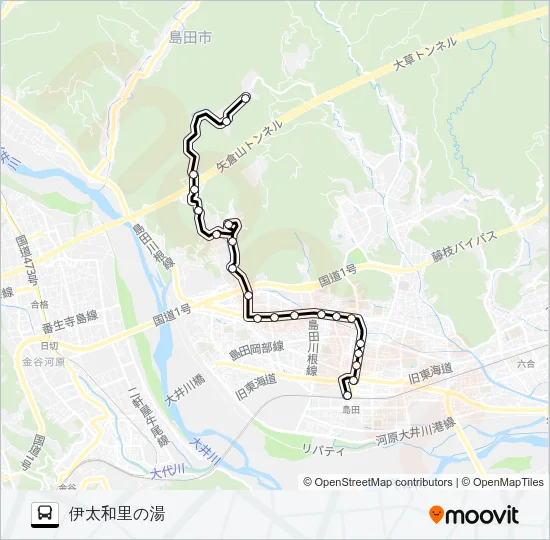 田代の郷温泉線 バスの路線図