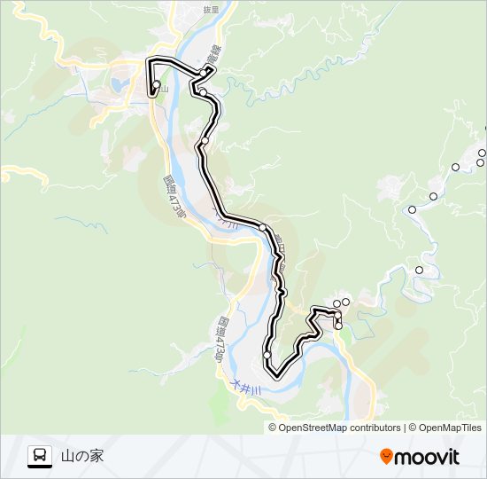 川根御堂沢山の家線 バスの路線図