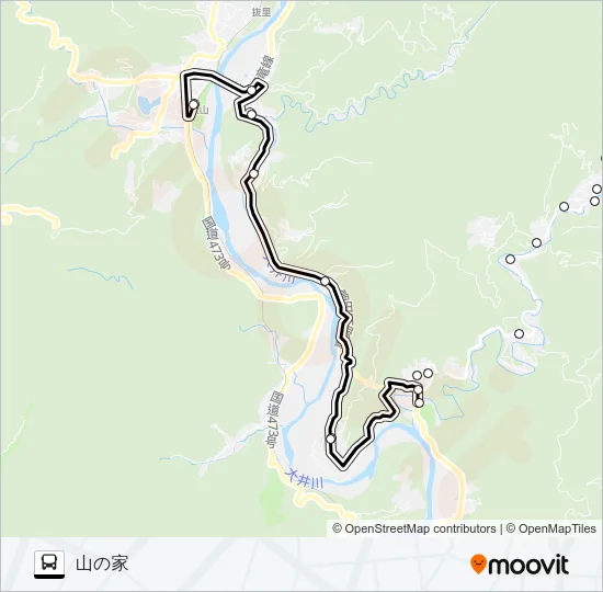 川根御堂沢山の家線 Bus Line Map