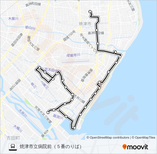 大井川焼津線 バスの路線図
