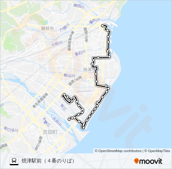 大井川焼津線 バスの路線図