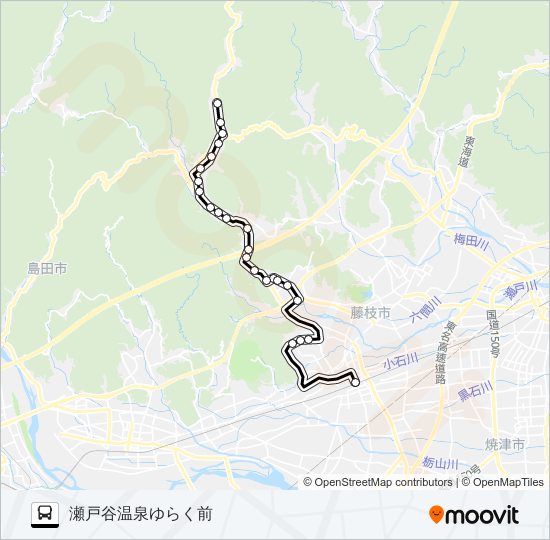 藤枝駅ゆらく線路線 時刻表 站點和地圖 瀬戸谷温泉ゆらく前