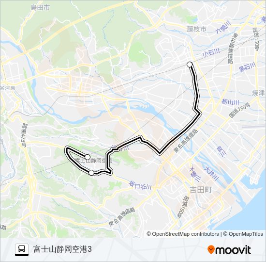 富士山静岡空港アクセスバス バスの路線図