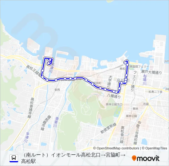 イオン高松線 Bus Line Map