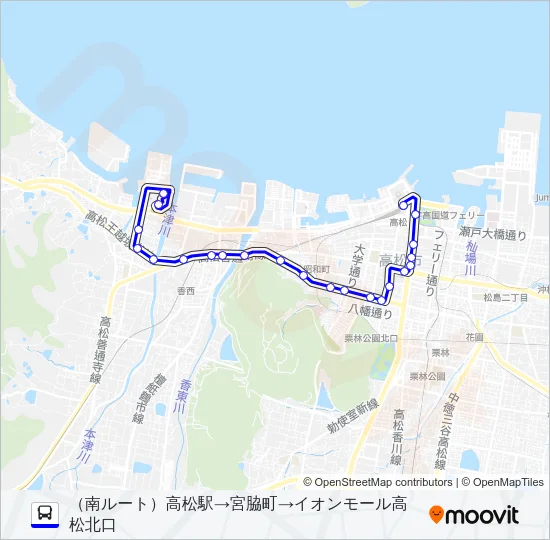 イオン高松線 Bus Line Map