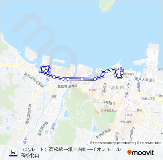 イオン高松線 バスの路線図