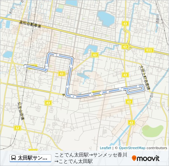 太田駅サンメッセ線 경로 일정 정거장 지도 ことでん太田駅 サンメッセ香川 ことでん太田駅
