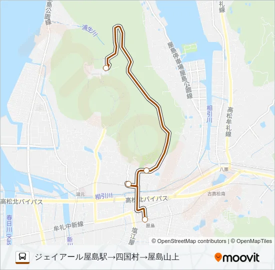 屋島山上シャトルバス バスの路線図