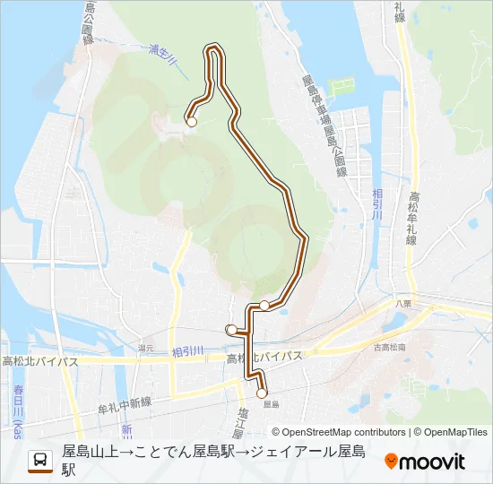 屋島山上シャトルバス バスの路線図