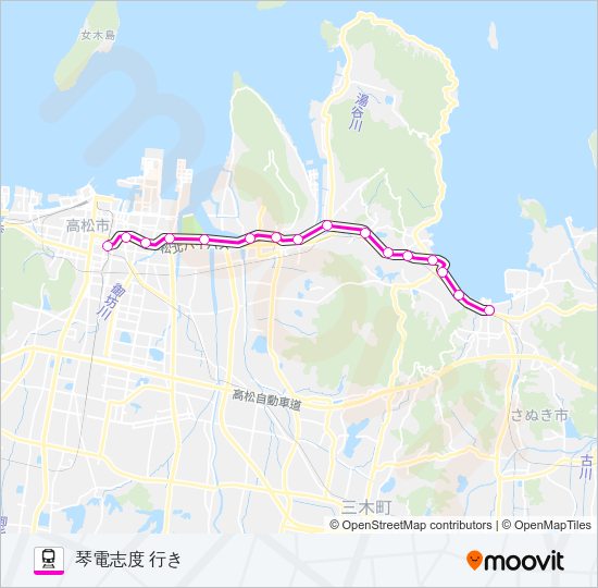 ことでん志度線 Train Line Map