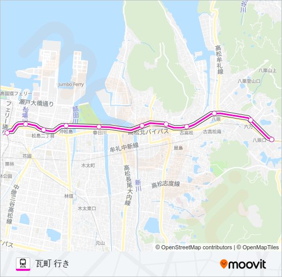 ことでん志度線 電車の路線図