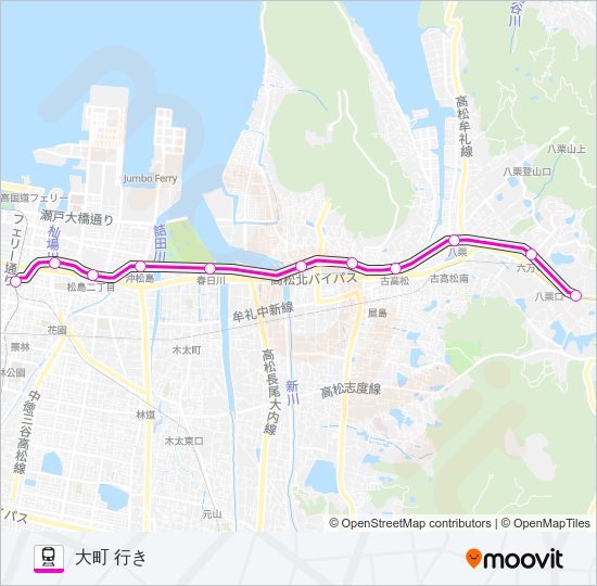 ことでん志度線 Train Line Map