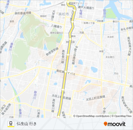 ことでん琴平線 電車の路線図