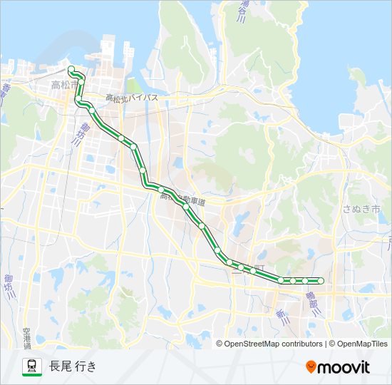 ことでん長尾線 電車の路線図
