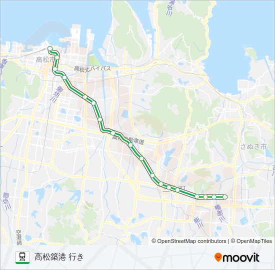 ことでん長尾線 Train Line Map