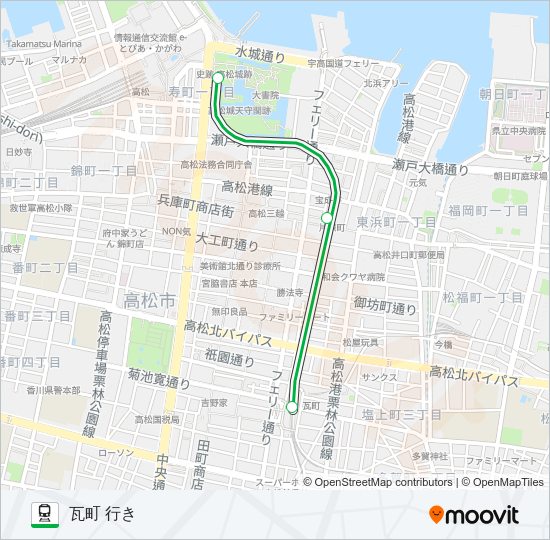 ことでん長尾線 Train Line Map