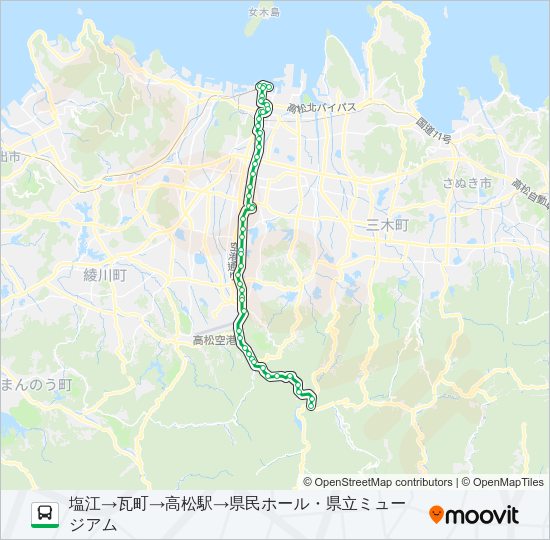塩江線 バスの路線図