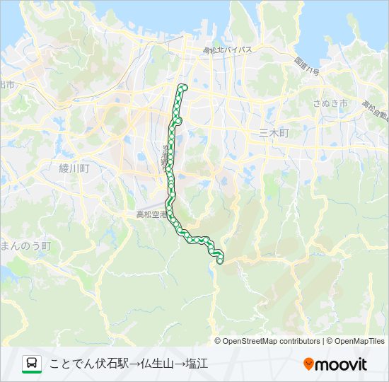 塩江線 バスの路線図