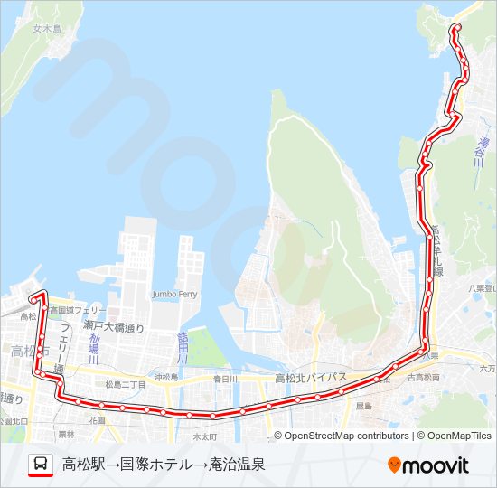 庵治線 バスの路線図