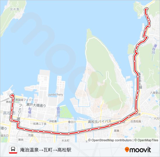 庵治線 bus Line Map