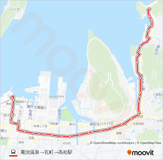 庵治線 バスの路線図