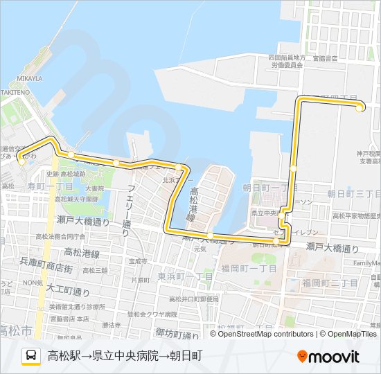 朝日町線 バスの路線図