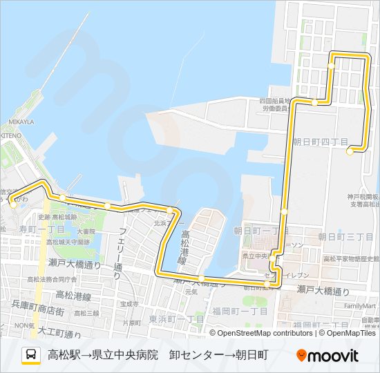 朝日町線 bus Line Map