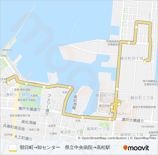 朝日町線 bus Line Map